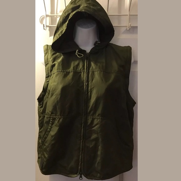 RALPH LAUREN Convertible Jacket Vest Coat Hooded Olive Green Plaid Lined Preppy - Picture 3 of 8